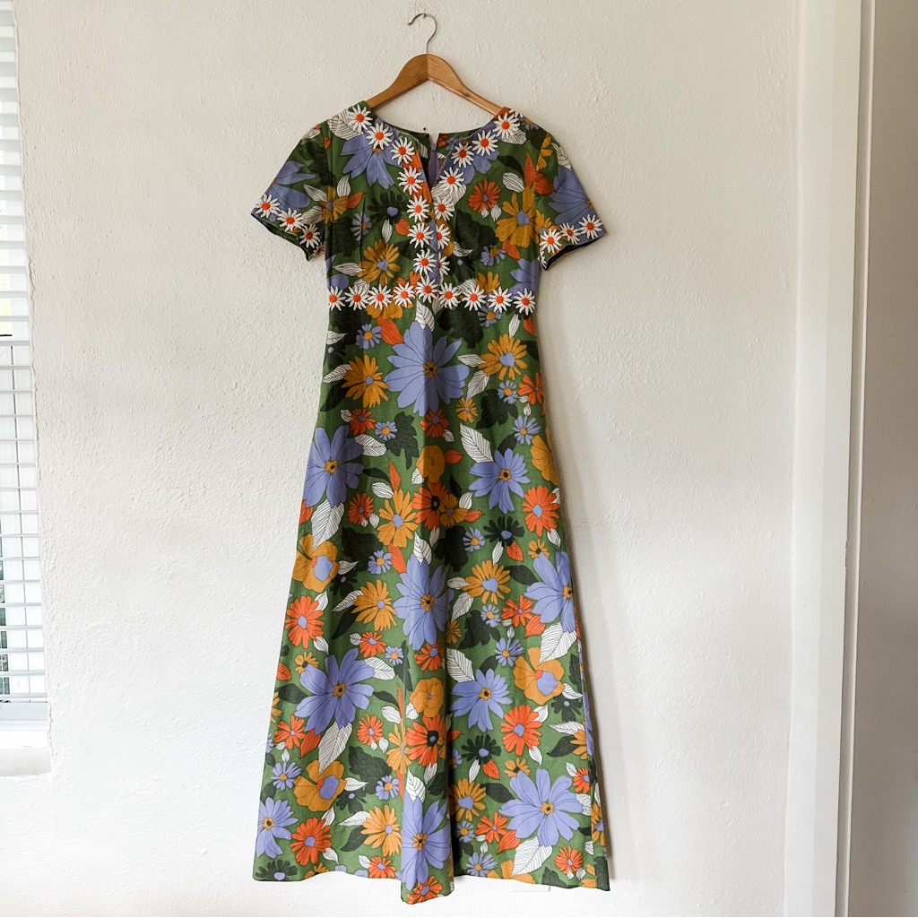 Rare Vintage Womens 1970s Handmade Floral Maxi Dress